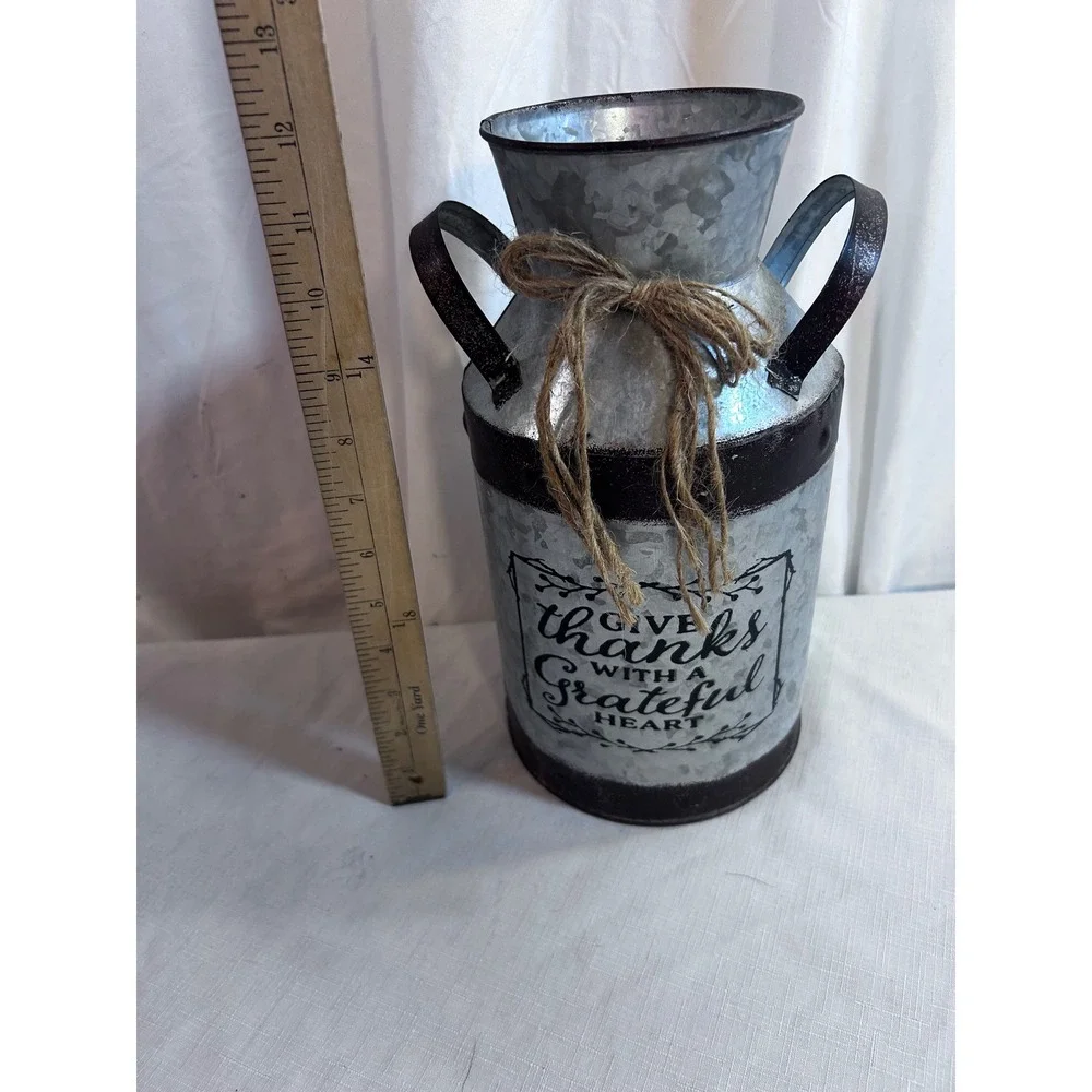 Unbranded Galvanized Metal Milk Jug 10in Silver Rustic Farmhouse Decor